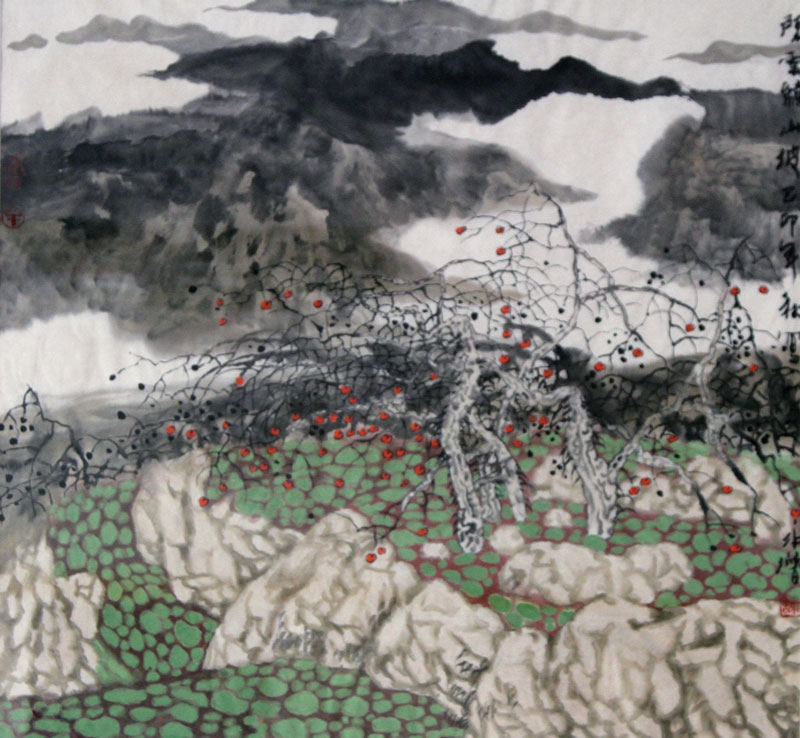 谢永增国画作品,尺寸为70x69