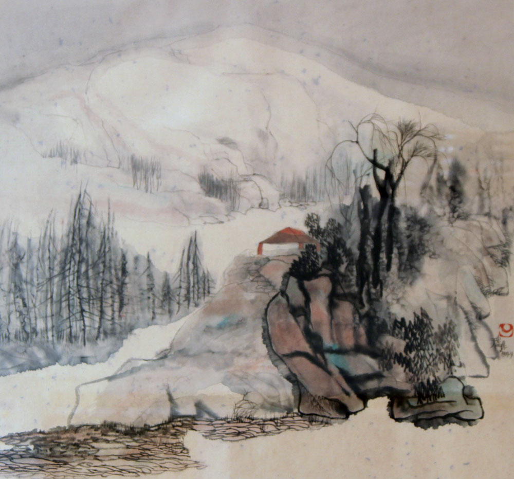 陆天宇国画作品,尺寸为66x66