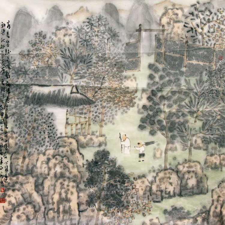 张捷国画作品,尺寸为70*68.5