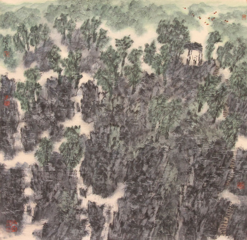 陈向迅国画作品,尺寸为68*68.3