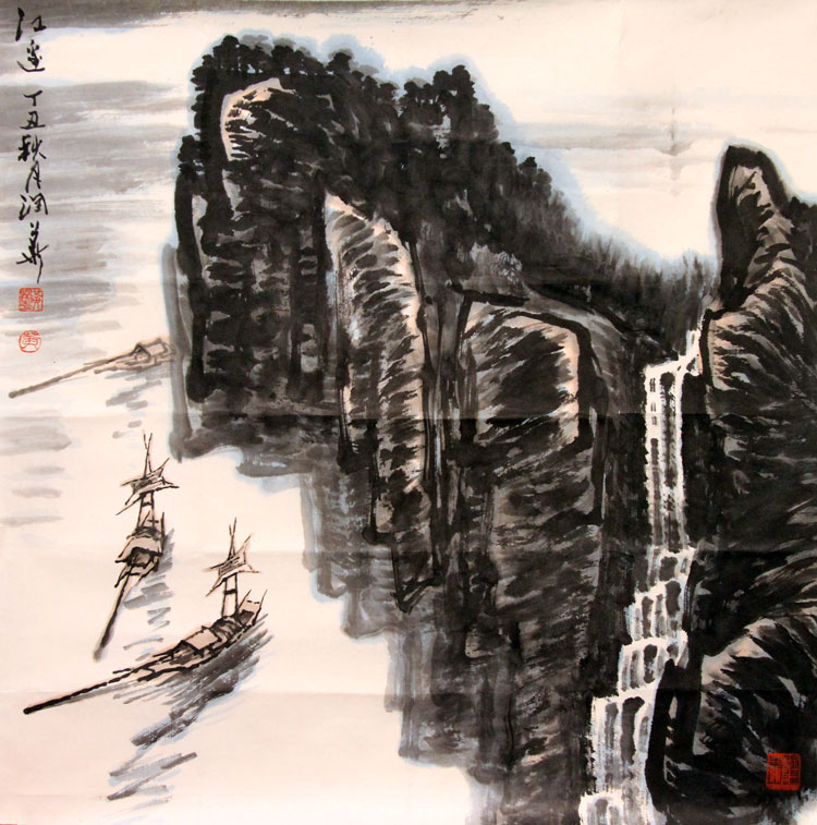 黄润华国画作品,尺寸为69*69