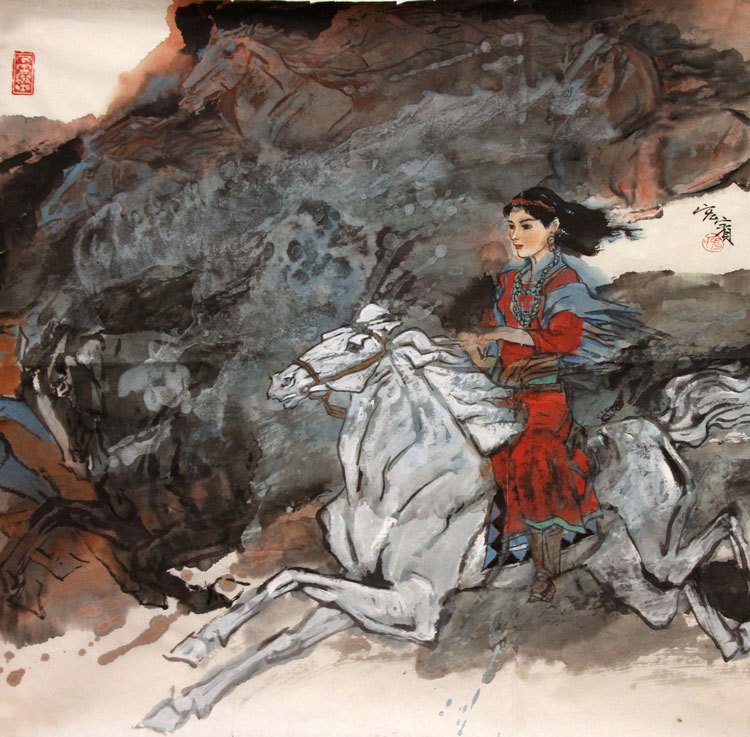 张宏宾国画作品,尺寸为69.5*68.5