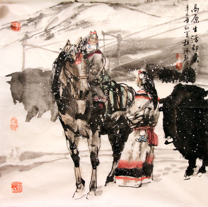 杜滋岭国画作品,尺寸为68.5*68.5