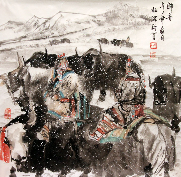 杜滋岭国画作品,尺寸为69*68.5