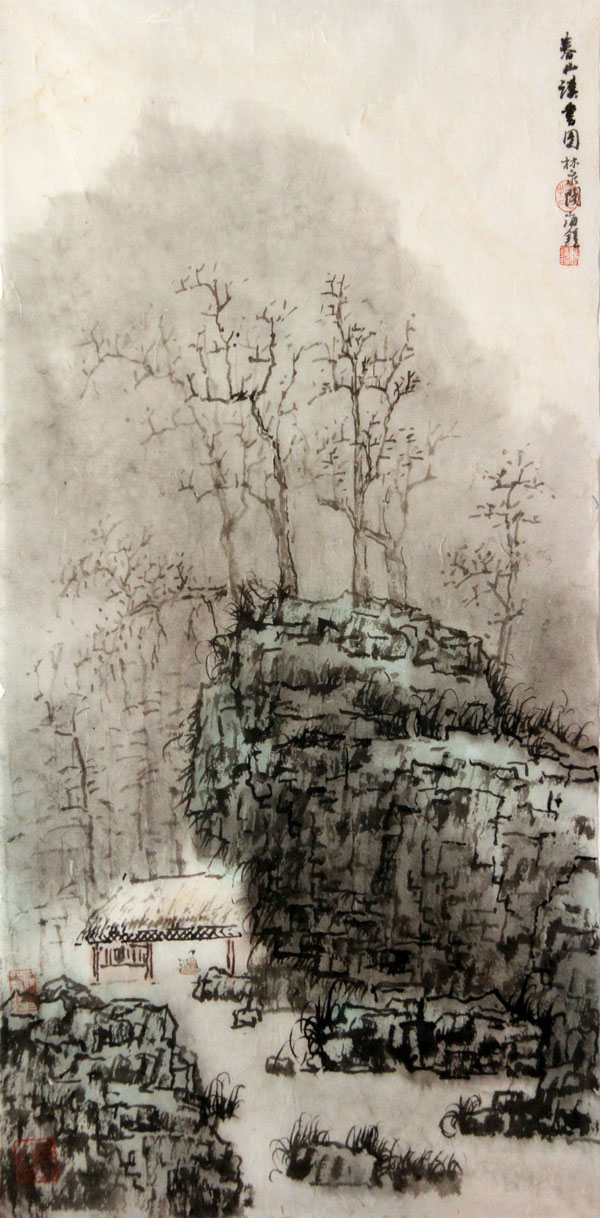 林海钟国画作品,尺寸为71*36.5