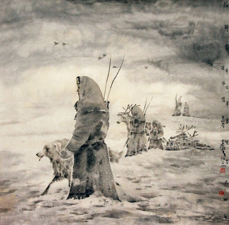 富中奇国画作品,尺寸为69*69