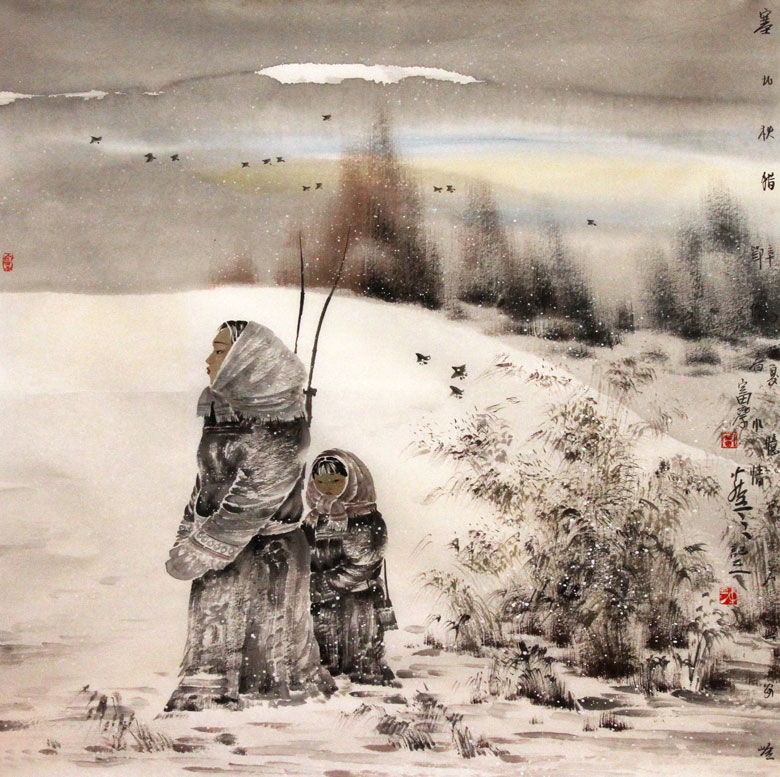 富中奇国画作品,尺寸为69*69