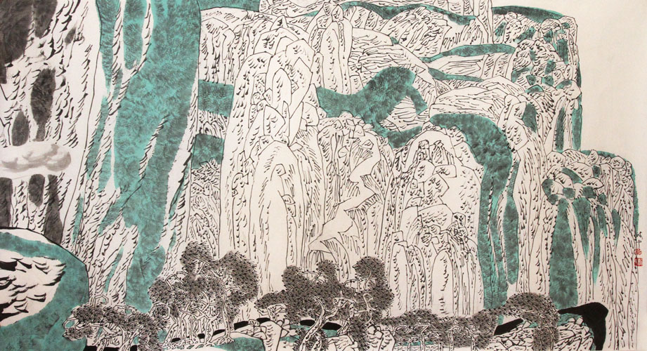 叶毓中国画作品,尺寸为179.5*97