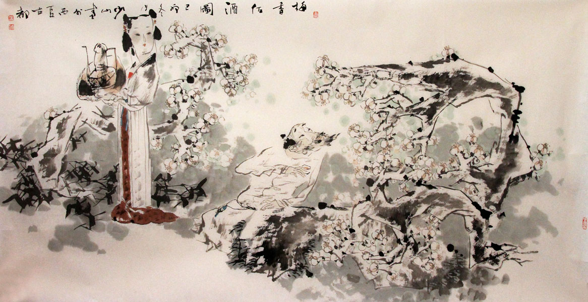张少山国画作品,尺寸为138*70