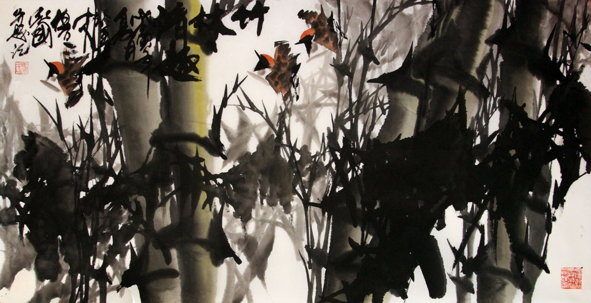 马万国国画作品,尺寸为138*70