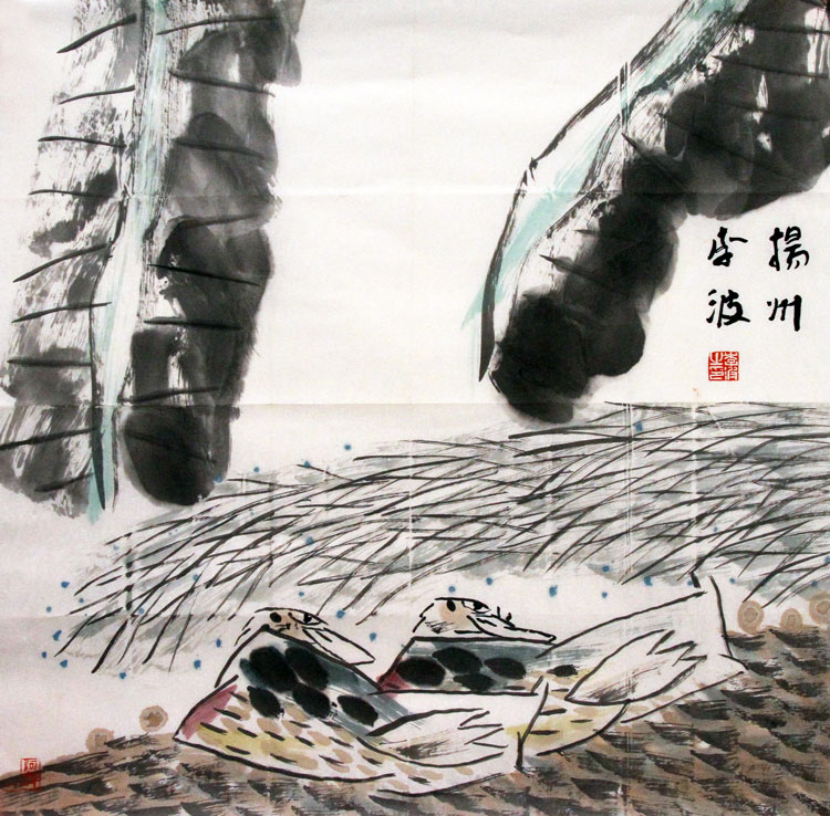 李波国画作品,尺寸为69.5*69.5