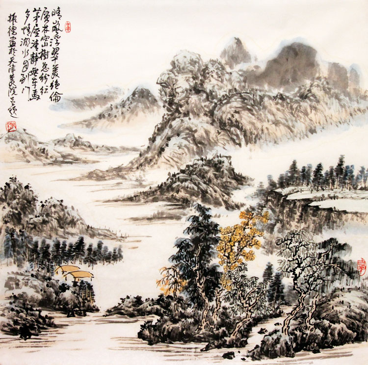 王振德国画作品,尺寸为69*70.5