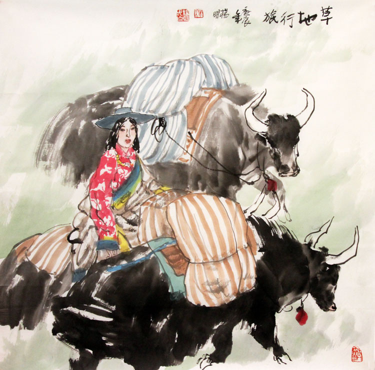 杨明国画作品,尺寸为69*69
