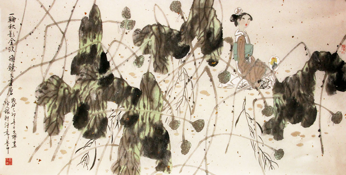 梁文博国画作品,尺寸为130.5*65