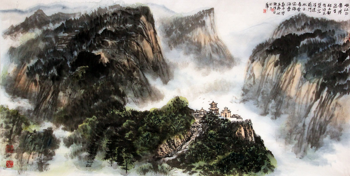 陈浩国画作品,尺寸为137*69.5