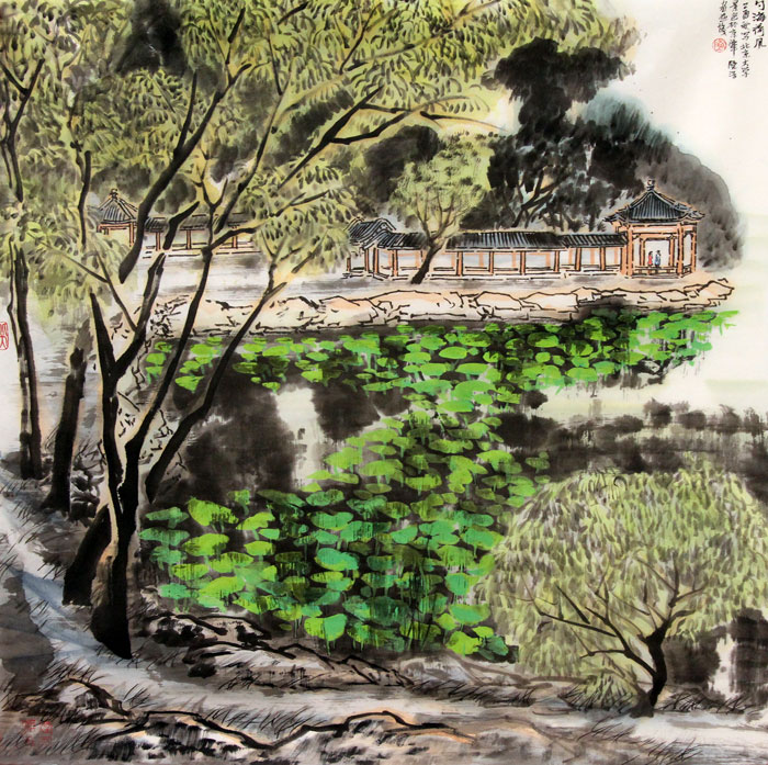 陈浩国画作品,尺寸为70.5*70
