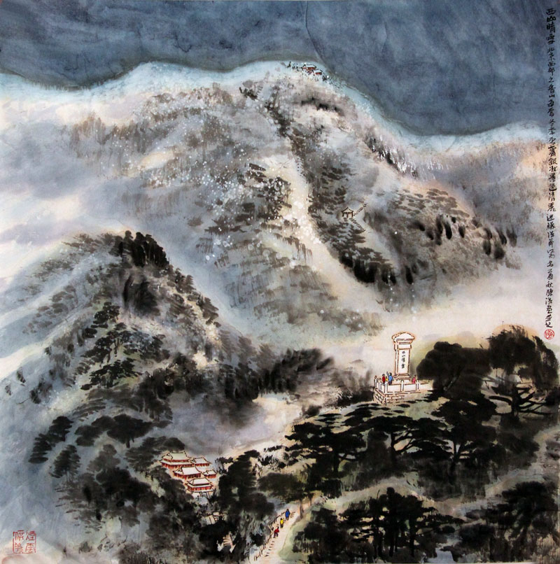 陈浩国画作品,尺寸为70.5*70