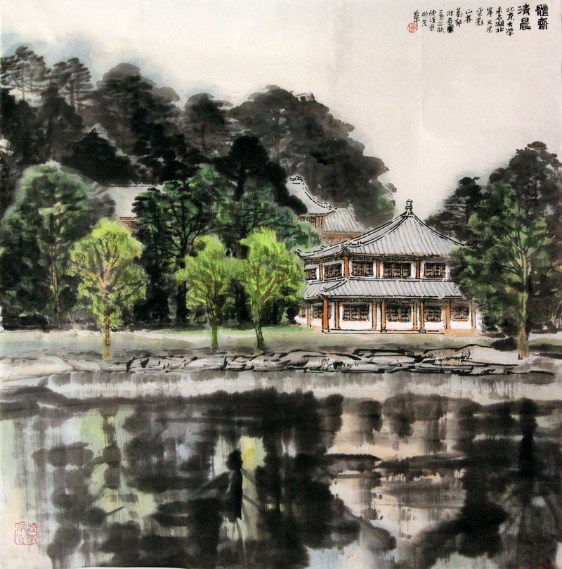 陈浩国画作品,尺寸为70.5*70