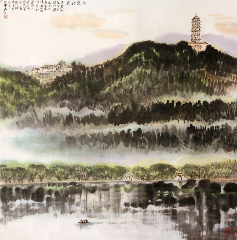 陈浩国画作品,尺寸为70.5*70