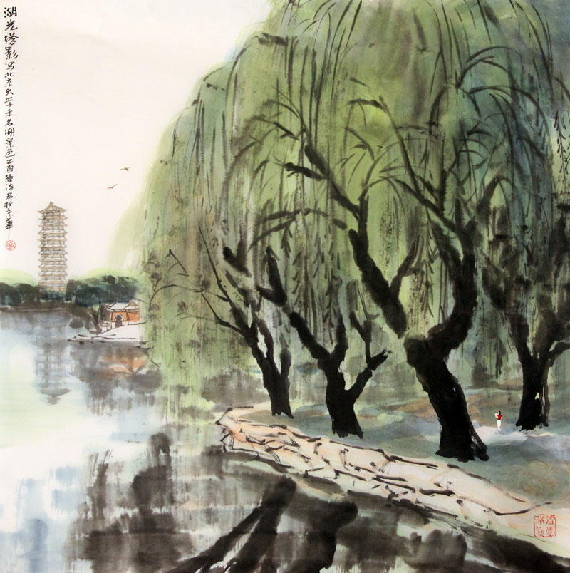 陈浩国画作品,尺寸为70.5*70