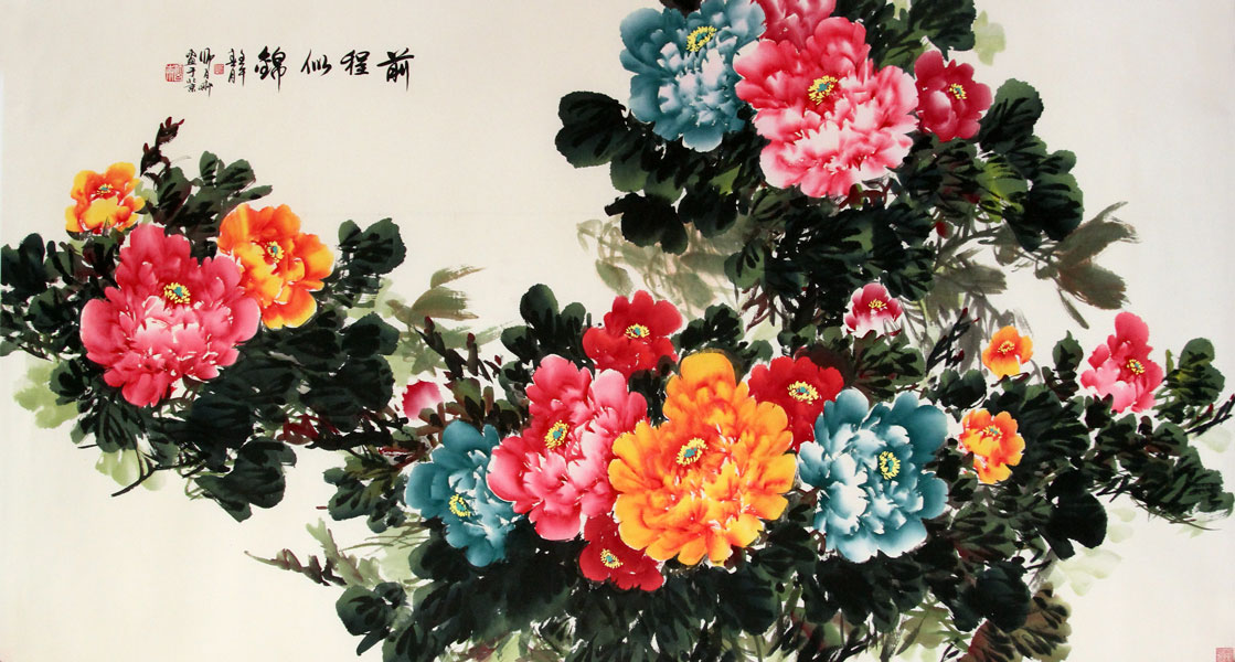师百卉国画作品,尺寸为178*95.5