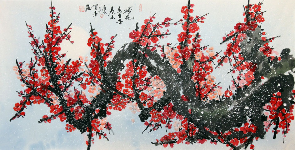 贺秉发国画作品,尺寸为136*68