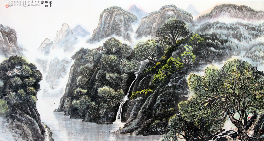 陈浩国画作品,尺寸为177*98