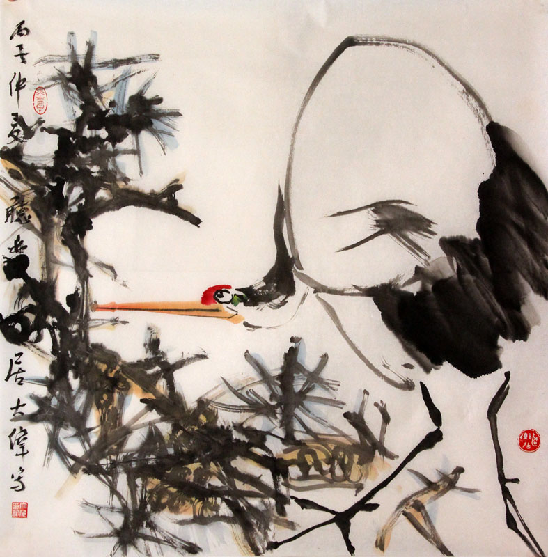 杜大伟国画作品,尺寸为70.5*69.5