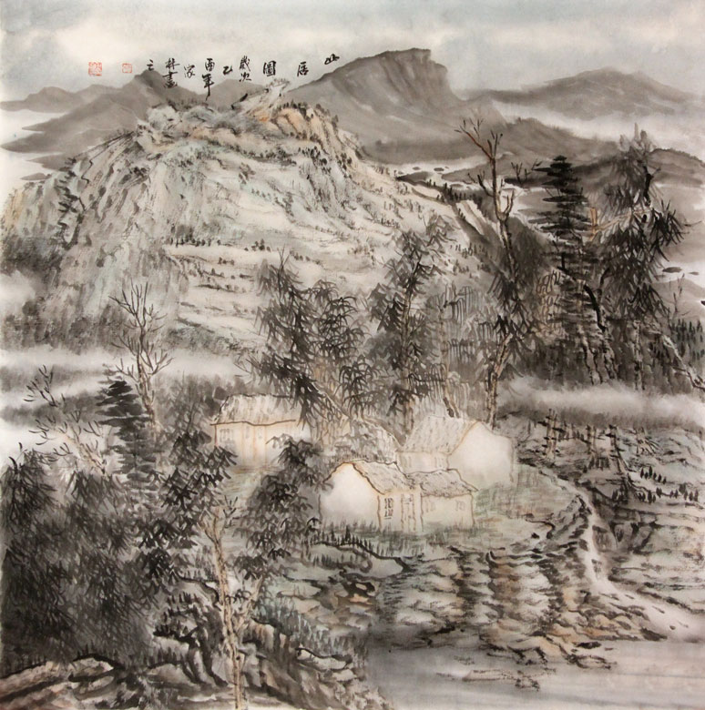 田家林国画作品,尺寸为69*69.5