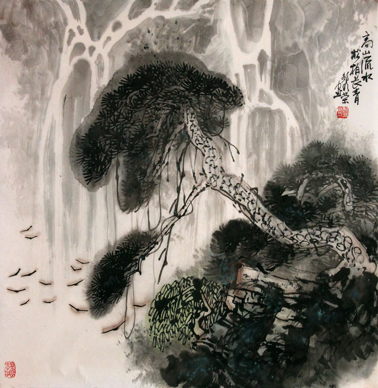 邹乃荣国画作品,尺寸为69*69