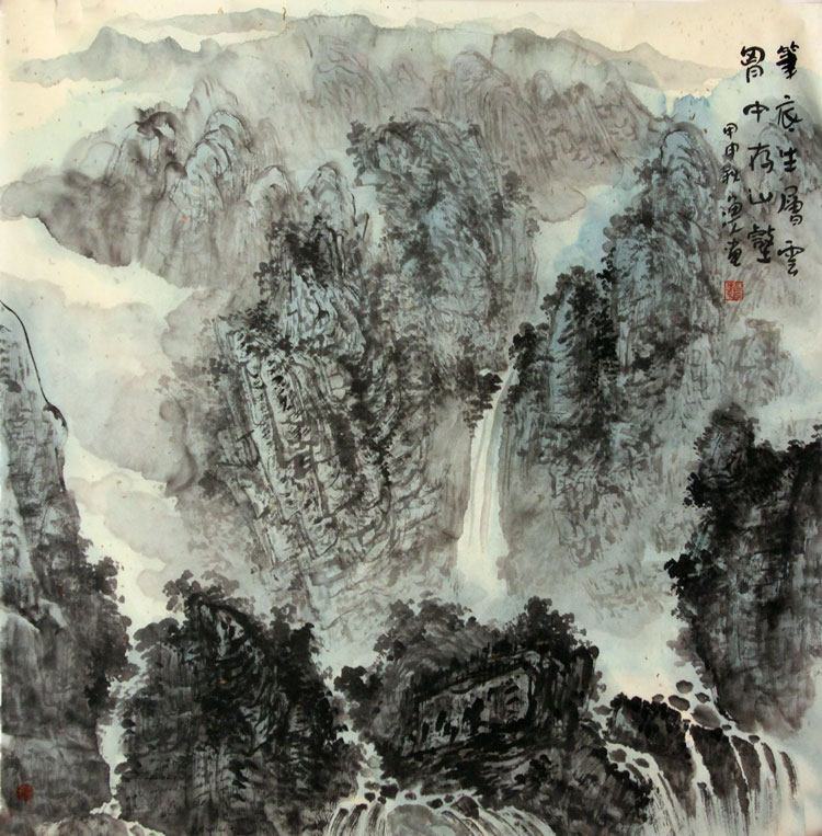 鱼人国画作品,尺寸为69*69