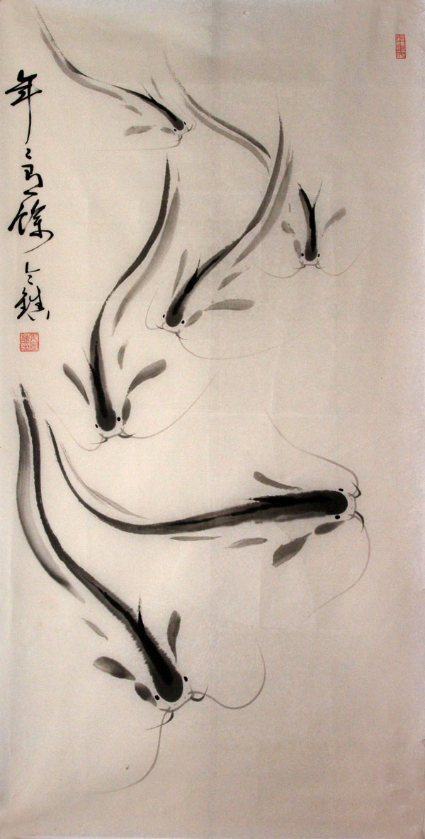 孔令镇国画作品,尺寸为133*68