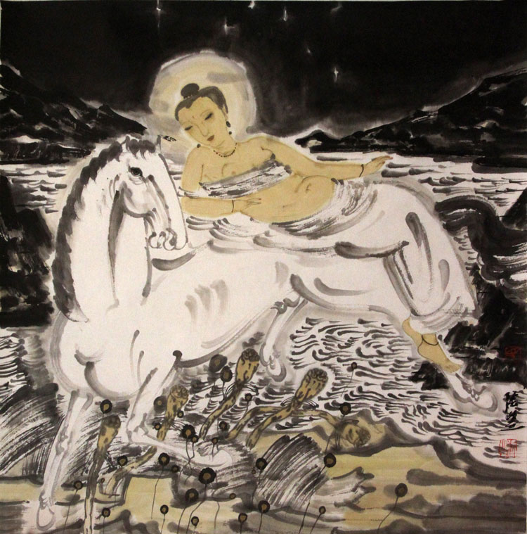 张望国画作品,尺寸为69*69.5