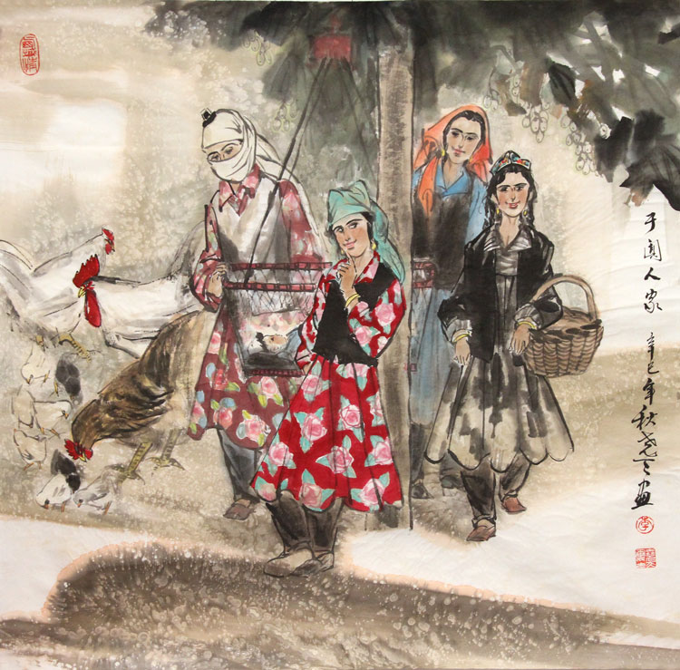李尧天国画作品,尺寸为69*68.5