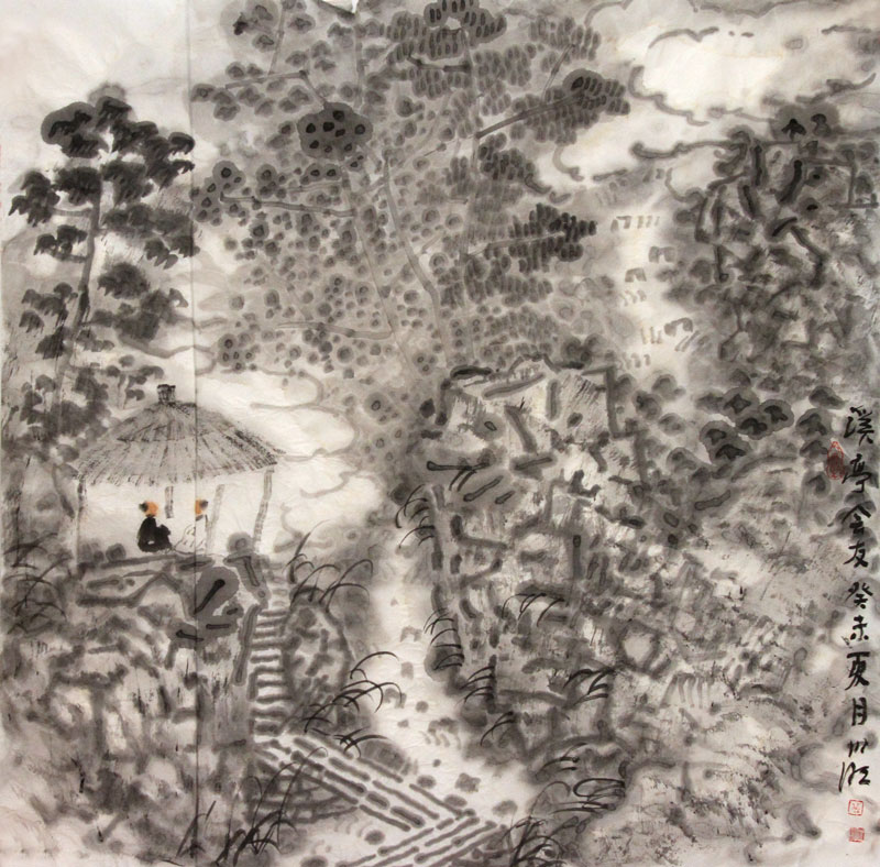 张世明国画作品,尺寸为70*68.5