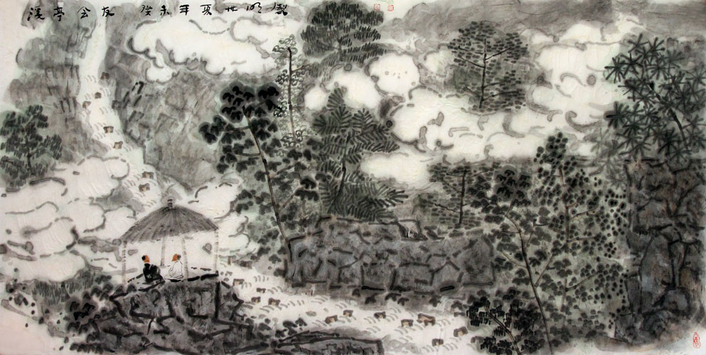 张世明国画作品,尺寸为179*79
