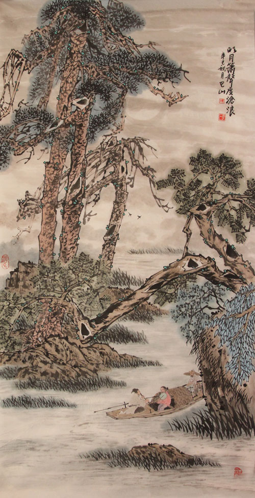 巴山国画作品,尺寸为136.5*69.5