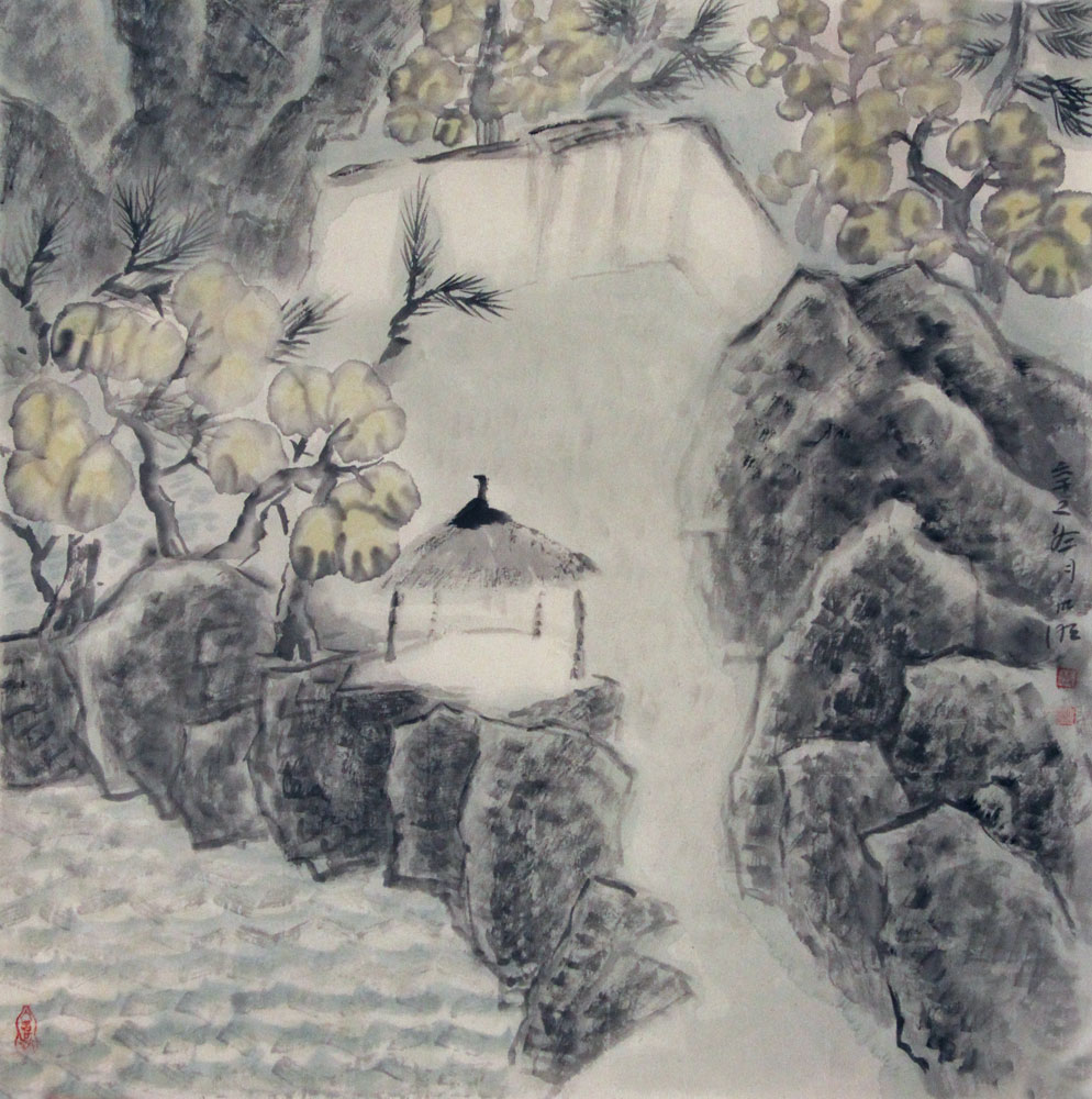 张世明国画作品,尺寸为66*66