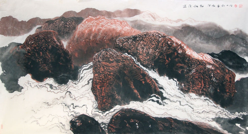 张世明国画作品,尺寸为136.5*68.5