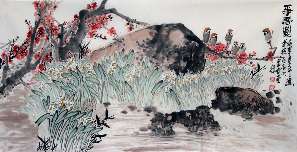 栾正锡国画作品,尺寸为138*69
