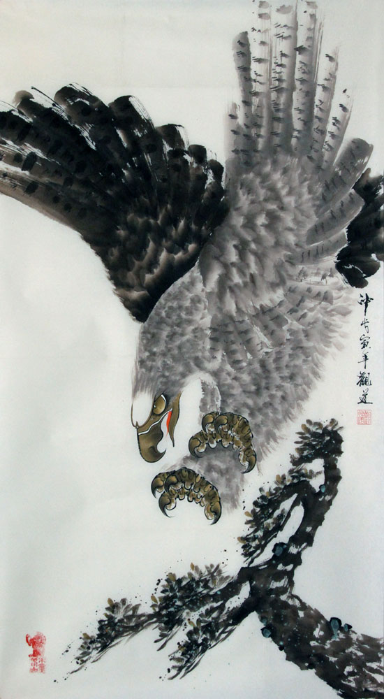 观道 国画作品,尺寸为119.5*66