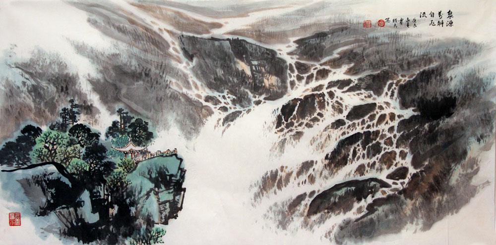 贾耀民国画作品,尺寸为138*69