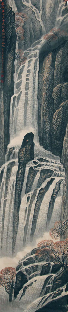 余涵宇国画作品,尺寸为178.5*40