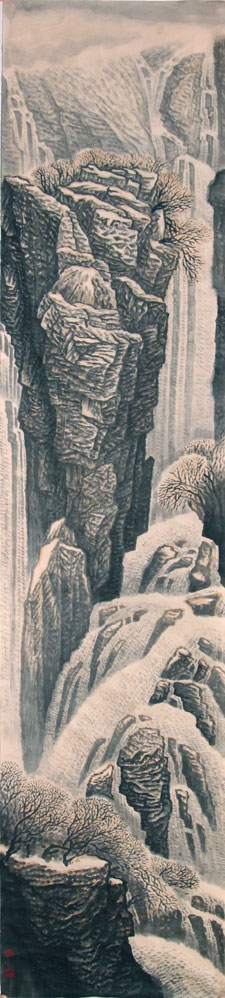 余涵宇国画作品,尺寸为178.5*40
