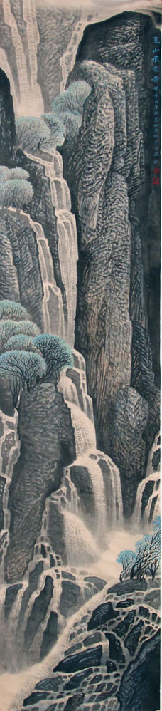 余涵宇国画作品,尺寸为178.5*40