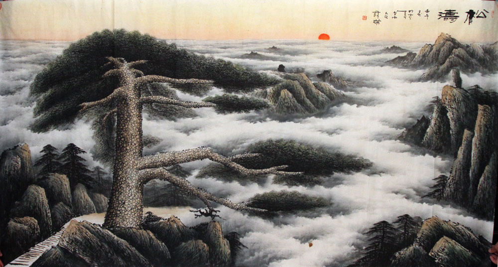 薛英国画作品,尺寸为238.5*123.5