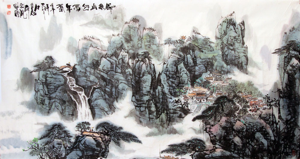 施贞泉国画作品,尺寸为180*95
