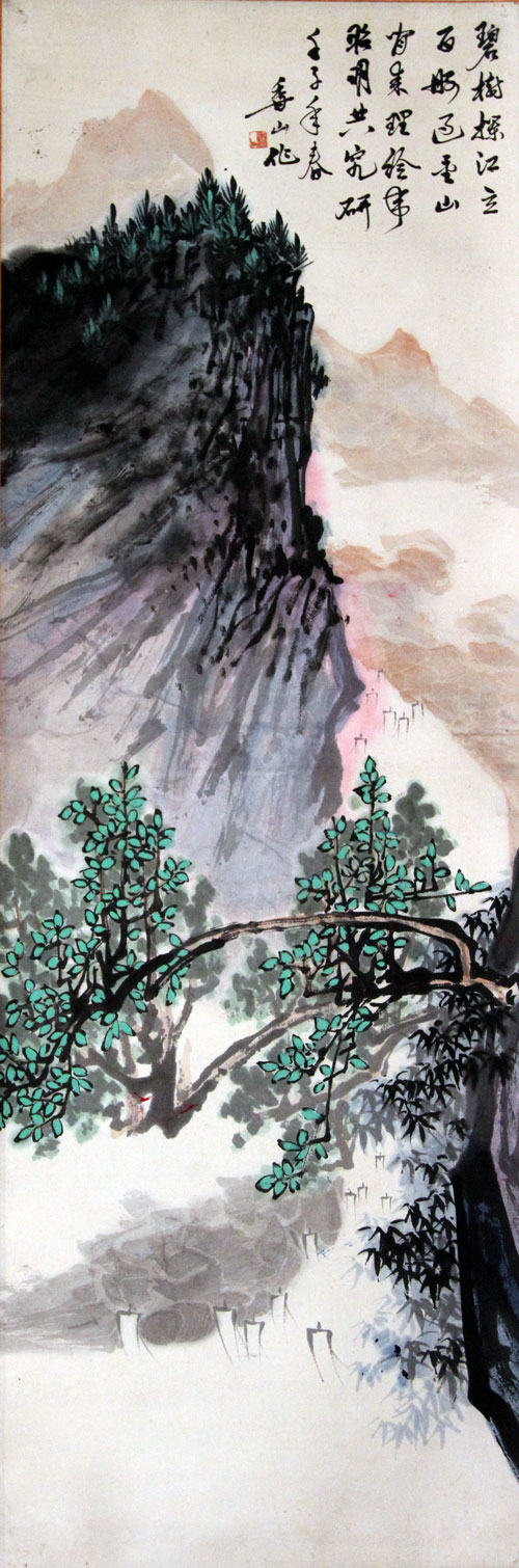 欧阳秉森国画作品,尺寸为104.5*34.5
