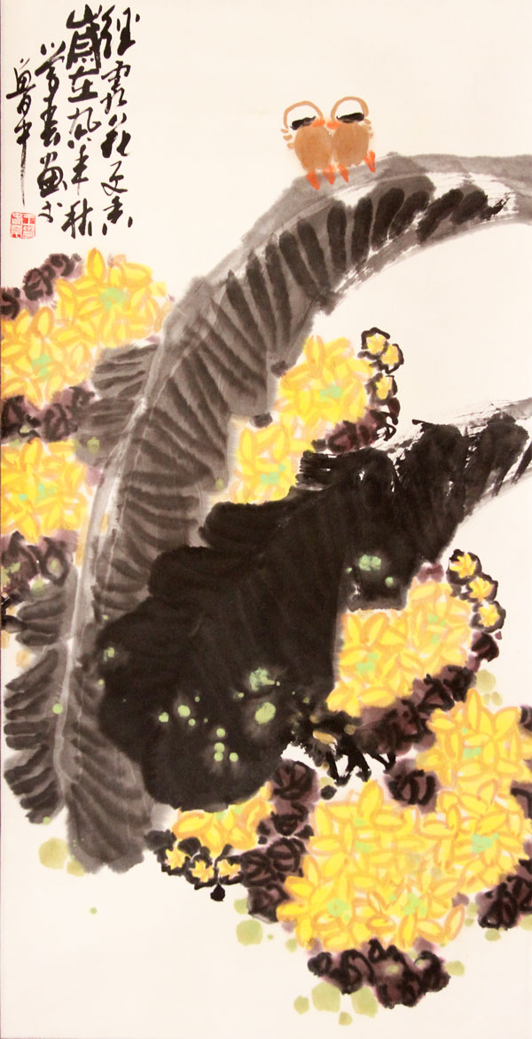 王学春国画作品,尺寸为99x52.5