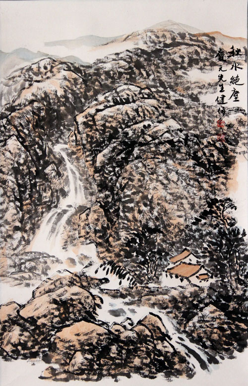 于建波国画作品,尺寸为67.5x44.5